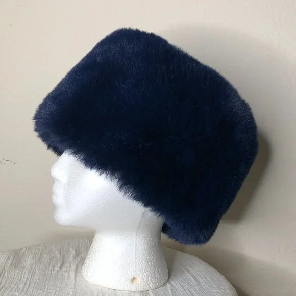 PLUSH, NEW "MAGID" Ladies Hat (Faux Fur) Royal Blue - Picture 3 of 5
